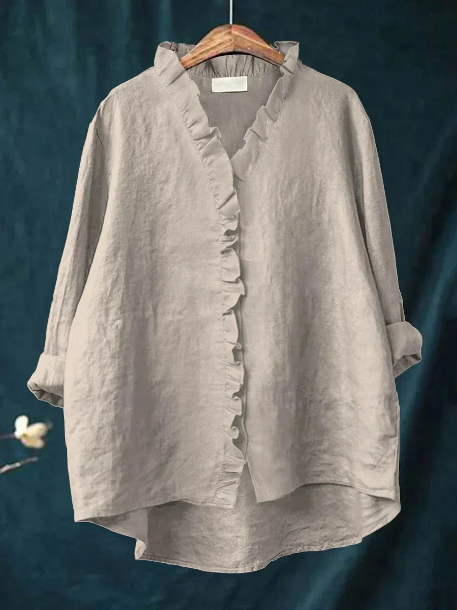 Bluse Damen | Lässig Elegant mit Rüschen & V-Ausschnitt