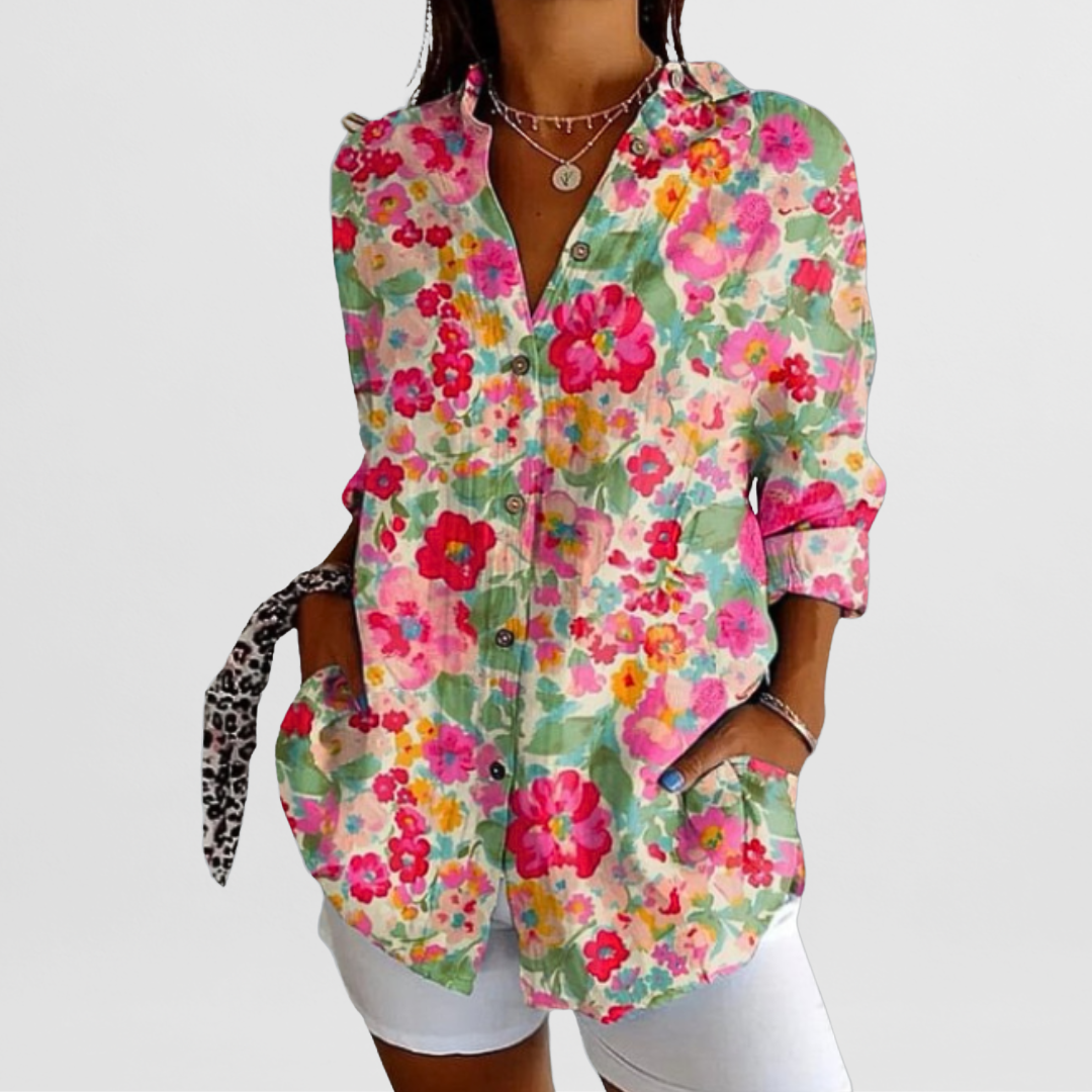 Bluse Damen | Lebhafter Blumendruck & Lässig Elegant