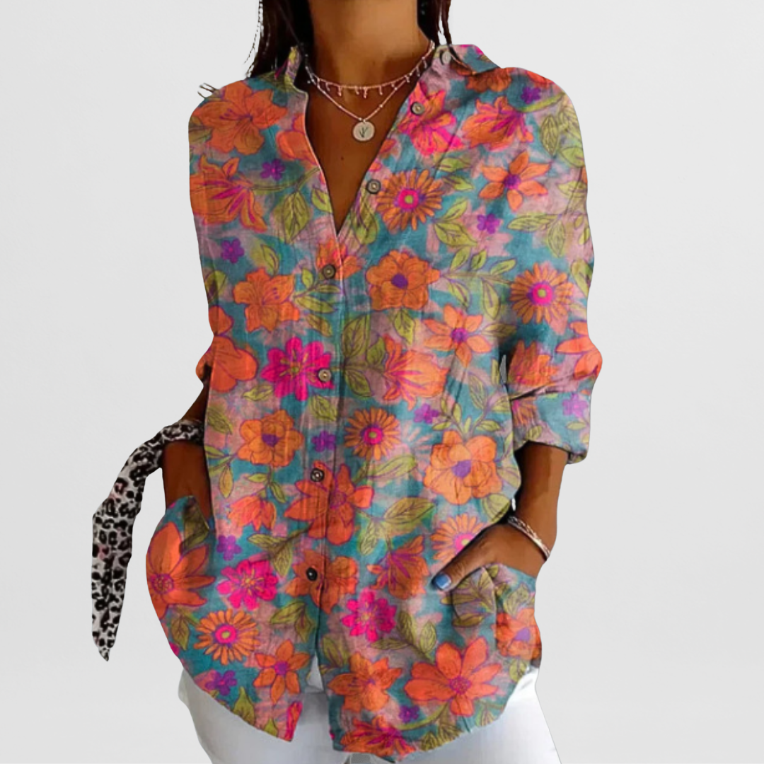 Bluse Damen | Lebhafter Blumendruck & Lässig Elegant