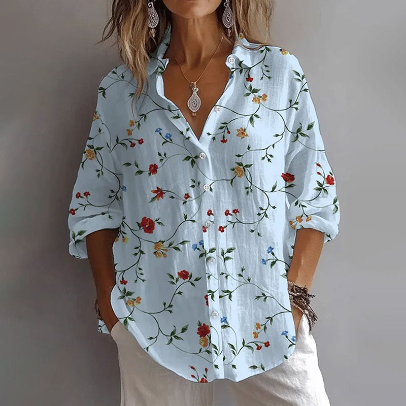 Bluse Damen | Romantischer Blumendruck & Langarm