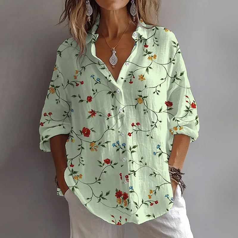 Bluse Damen | Romantischer Blumendruck & Langarm