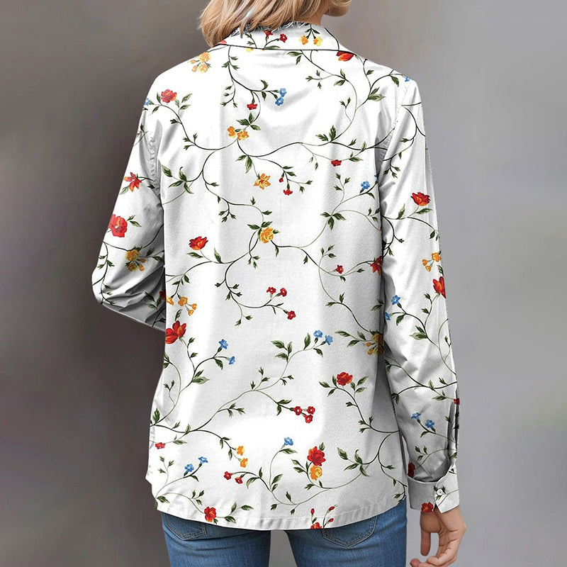 Bluse Damen | Romantischer Blumendruck & Langarm