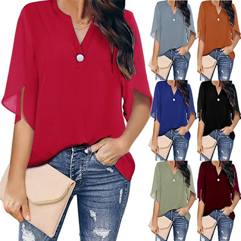 Bluse Damen | V-Ausschnitt & Fließender Fall