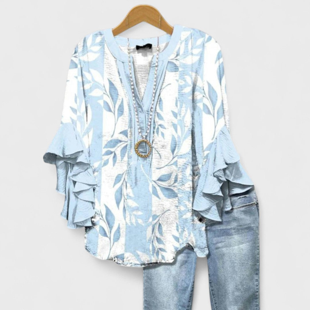 Bluse Damen | Volantärmel & schmeichelnder V-Ausschnitt