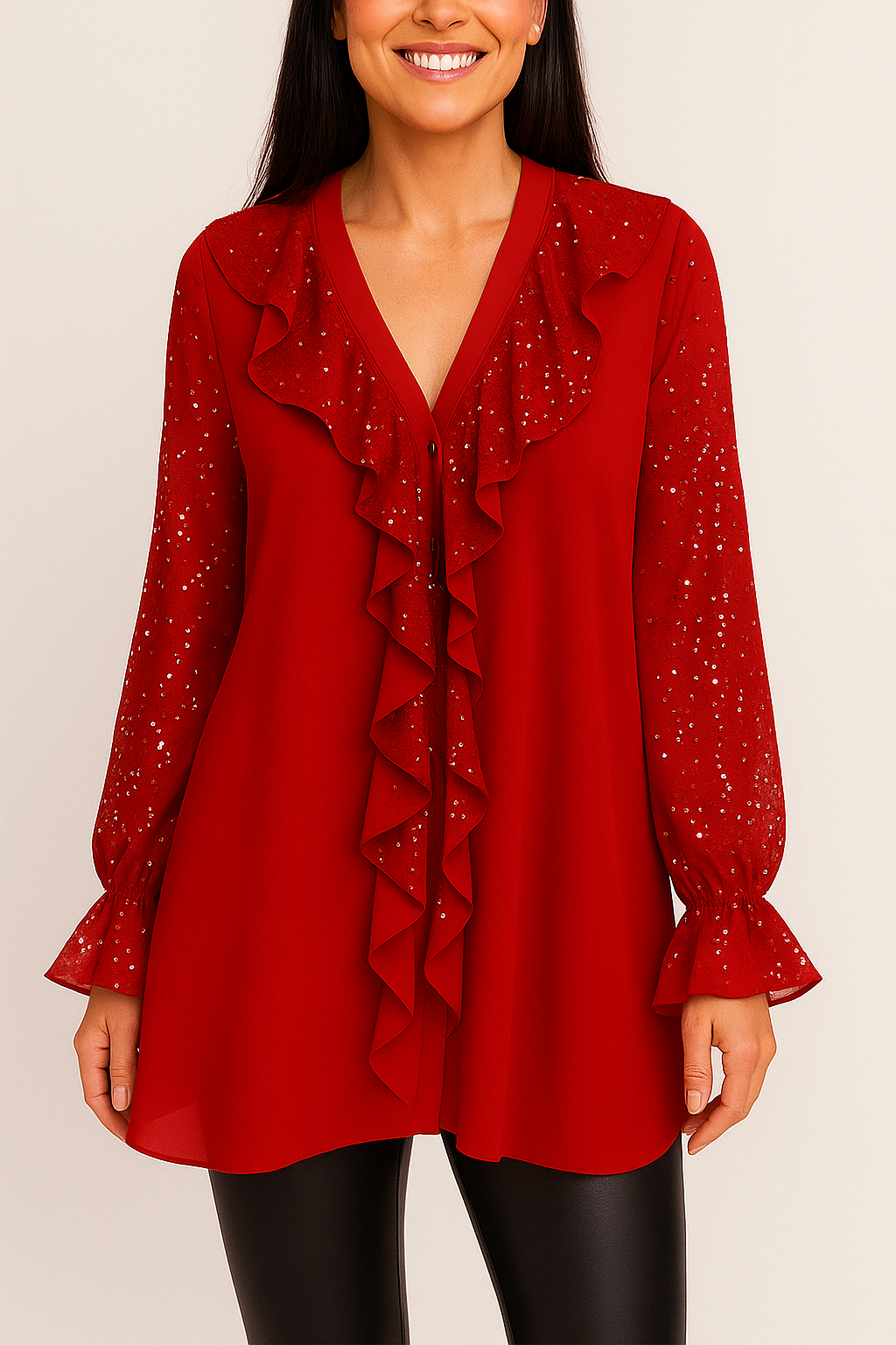 Bluse Damen mit Rüschen | Glitzer-Details & Sofort Eleganter Look