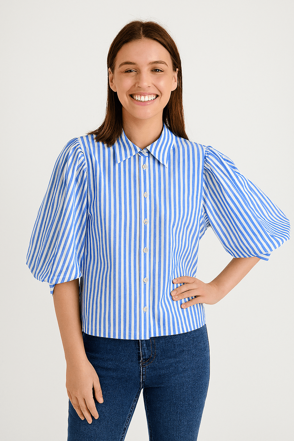 Bluse gestreift Damen | Ballonärmel & Luftiger Komfort