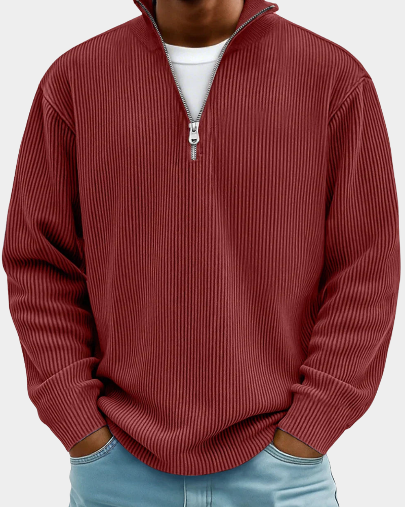Calix | Trendiger gerippter Pullover mit Reißverschluss 1