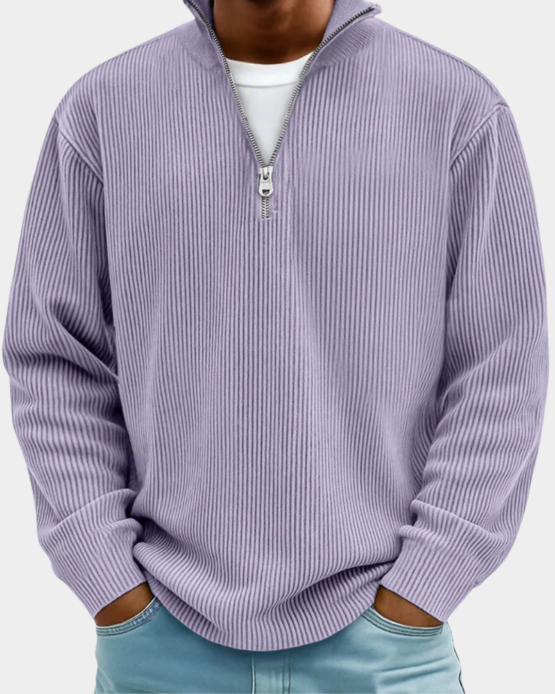 Calix | Trendiger gerippter Pullover mit Reißverschluss 2
