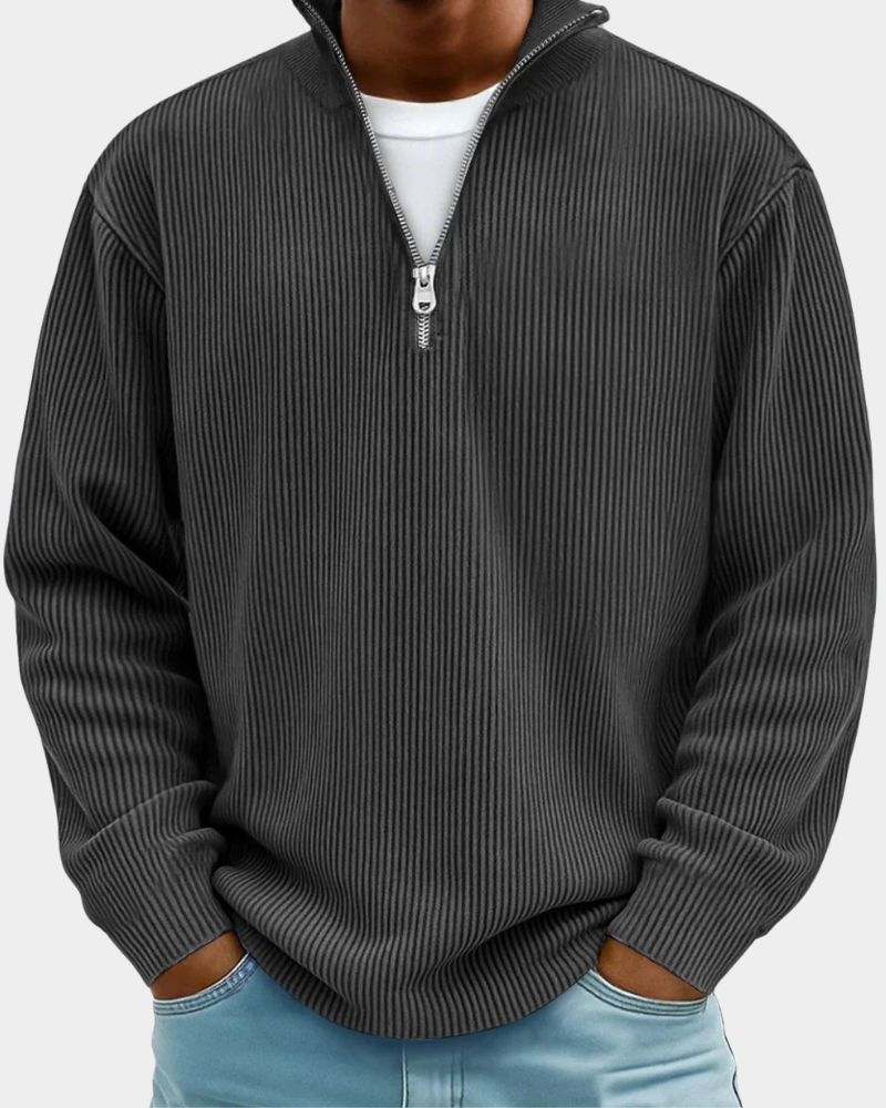 Calix | Trendiger gerippter Pullover mit Reißverschluss 3