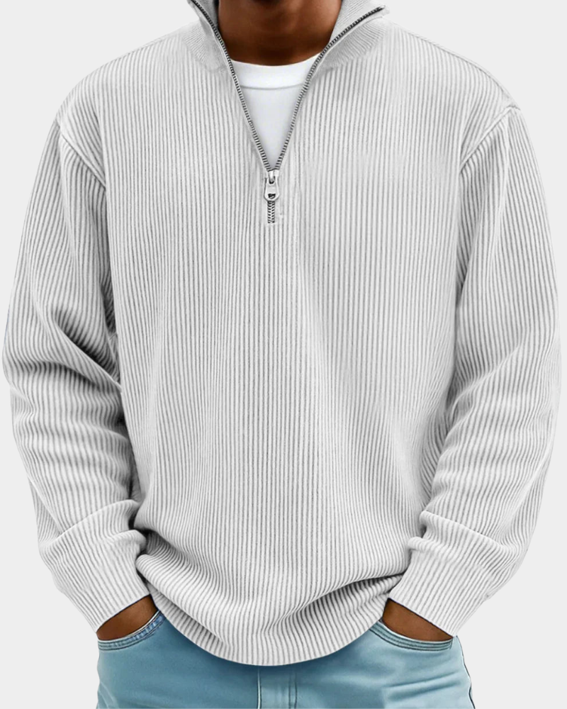 Calix | Trendiger gerippter Pullover mit Reißverschluss 4