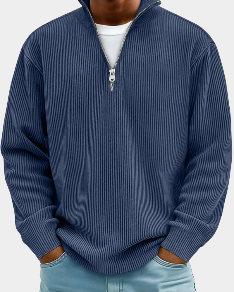 Calix | Trendiger gerippter Pullover mit Reißverschluss 5