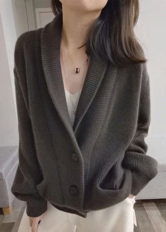 Callista - Graue grob gestrickte Oversize-Strickjacke