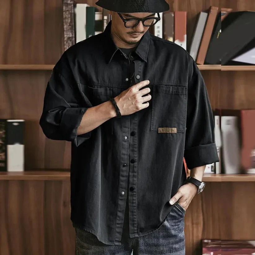 Camicia Casual Oversize in Stile Vintage