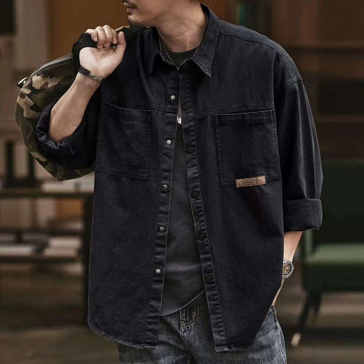 Camicia Casual Oversize in Stile Vintage