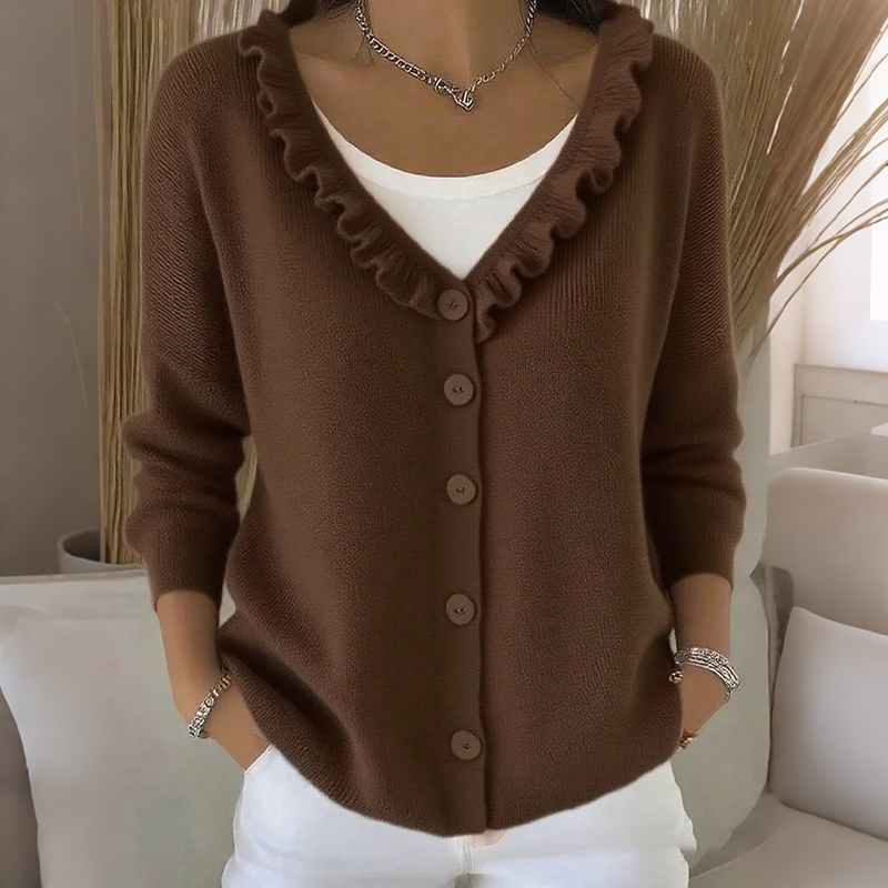 Damen Cardigan mit femininer Silhouette und Knopfverschluss | A&B - 4 - Annoboutique