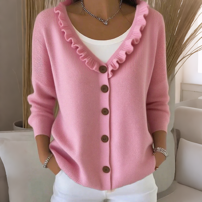 Damen Cardigan mit femininer Silhouette und Knopfverschluss | A&B - 5 - Annoboutique