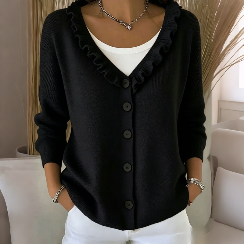 Damen Cardigan mit femininer Silhouette und Knopfverschluss | A&B - 9 - Annoboutique