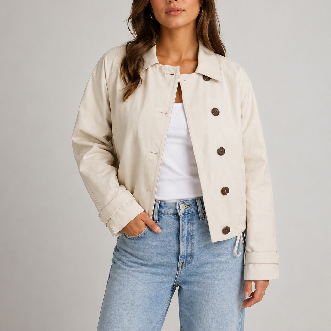 Kurze Jacke Damen | Klassischer Kragen & Knopfleiste 1