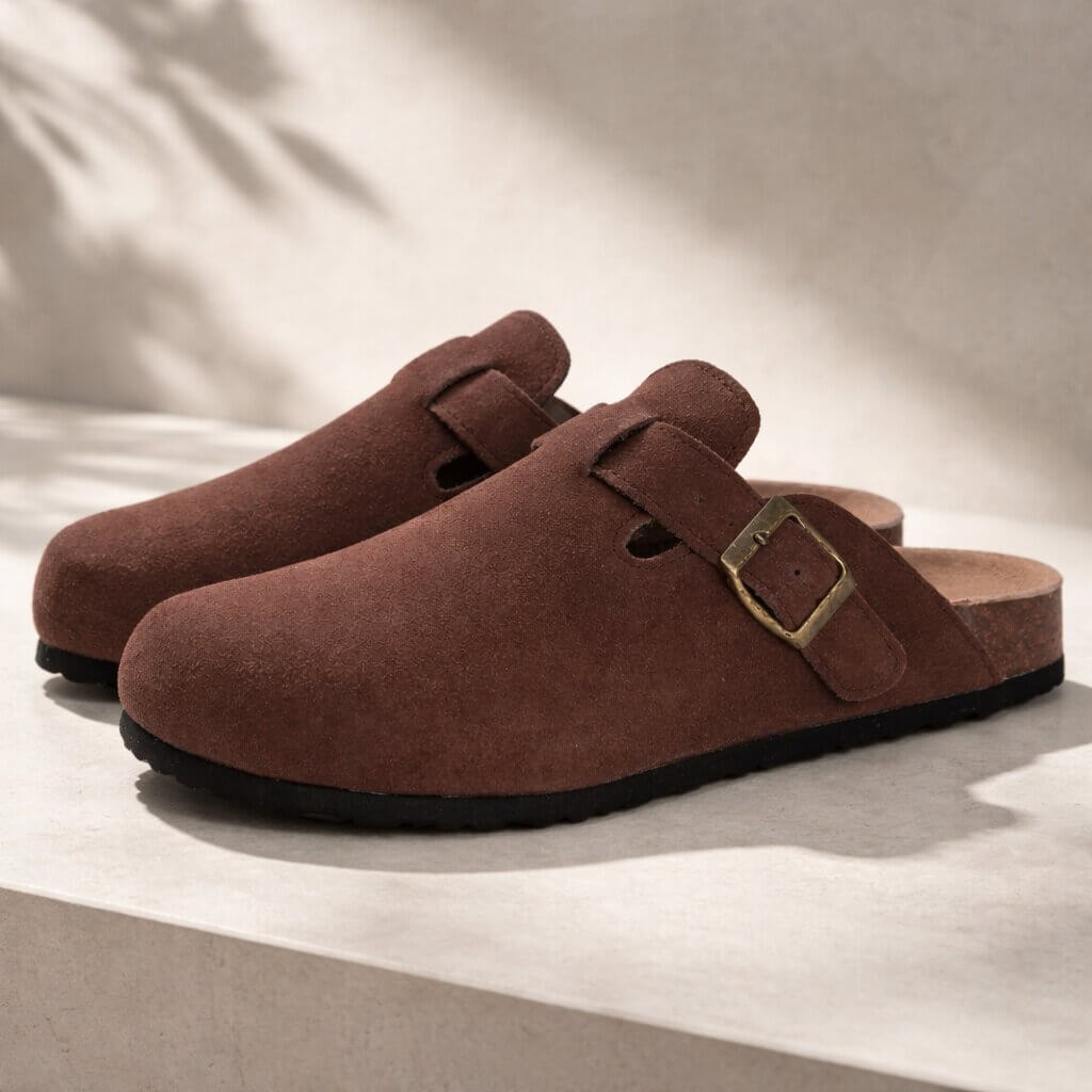 Clogs aus Wildleder Damen Herren | Verstellbare Schnalle & Fußbett-Komfort