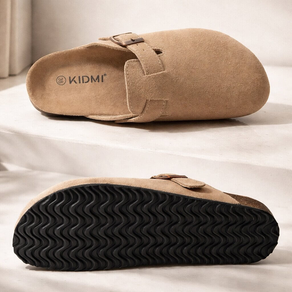 Clogs aus Wildleder Damen Herren | Verstellbare Schnalle & Fußbett-Komfort