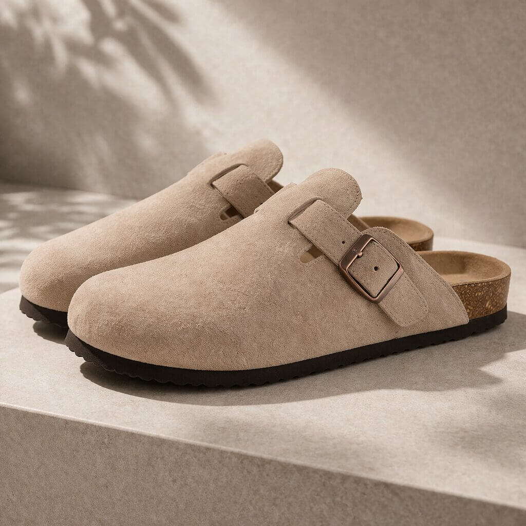 Clogs aus Wildleder Damen Herren | Verstellbare Schnalle & Fußbett-Komfort
