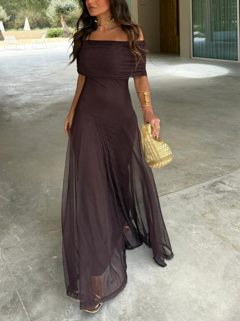 Dainia – Ein-Schulter-Maxikleid Aus Netz 0