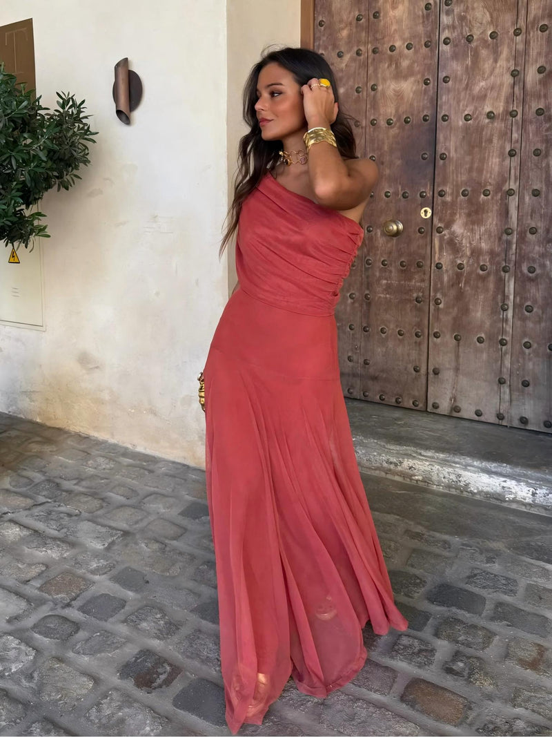 Dainia – Ein-Schulter-Maxikleid Aus Netz 3