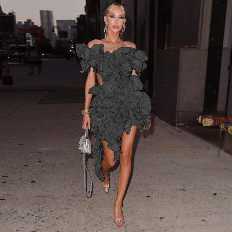 Damen Asymmetrisches Cocktail Mini Kleid - Lily