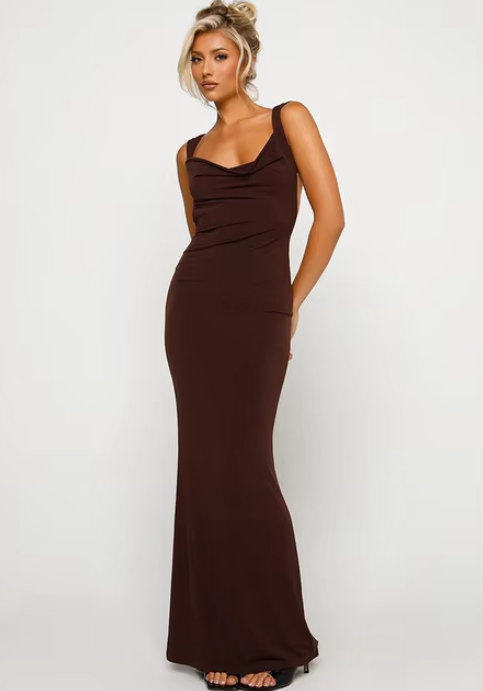 Damen Backless Maxi Kleid - Trina