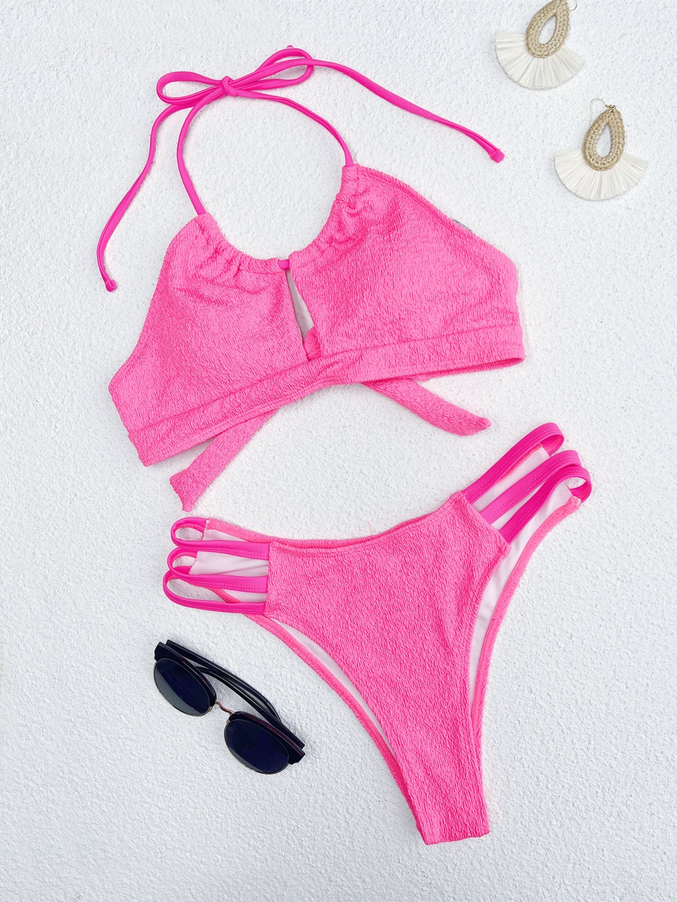 Damen Bikini Set | Neckholder mit Keyhole-Cut-Out & Dreifach-Hüftträgern