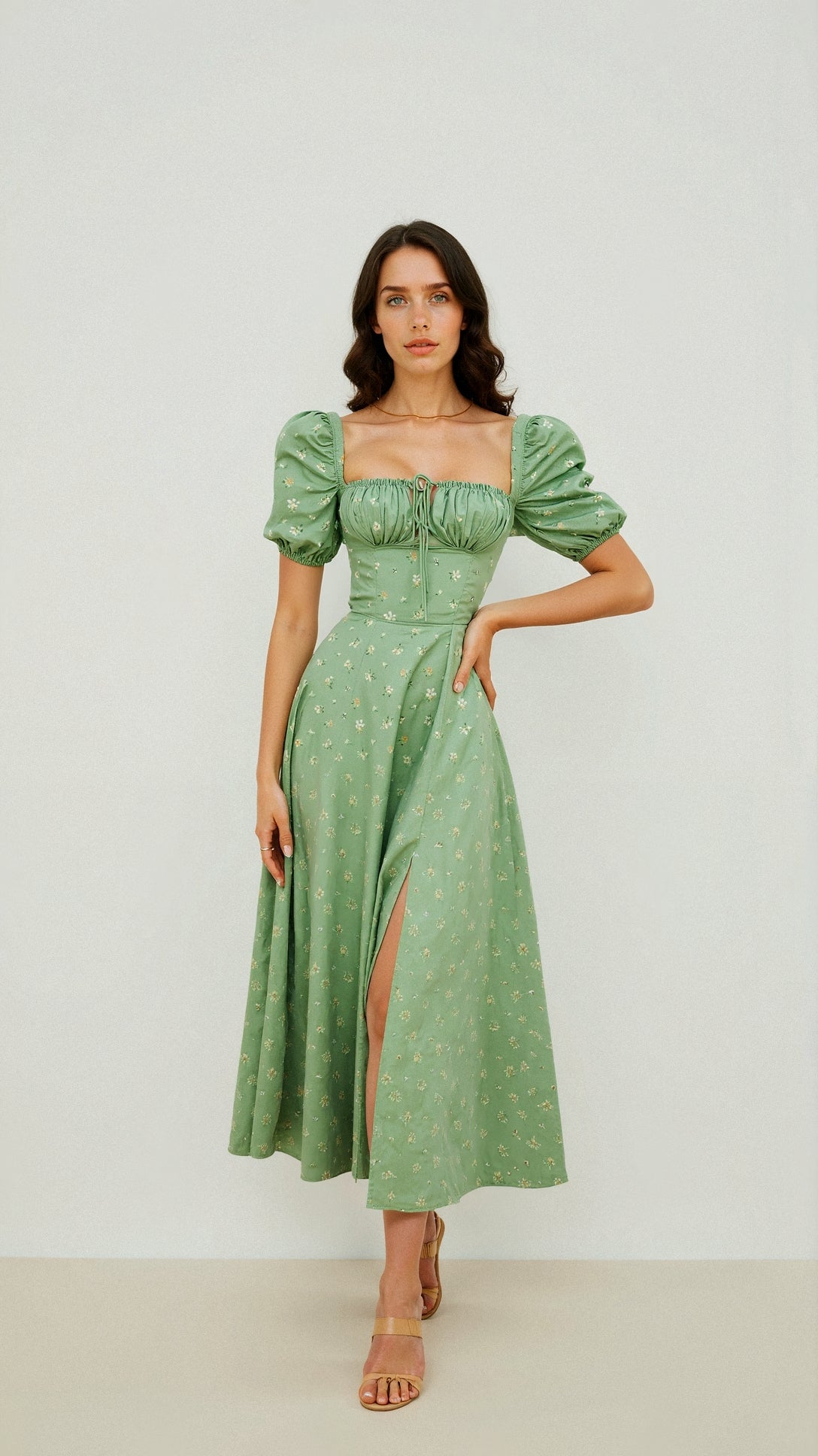 Damen Blumen Sommer Midi Kleid - Aurora