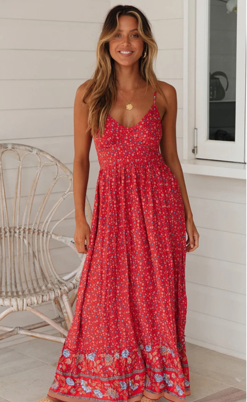 Damen Boho Sommer Maxi Kleid – Amy