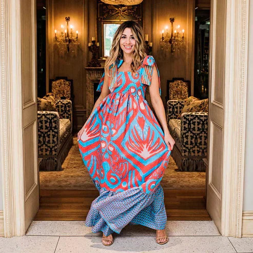 Damen Boho Sommer Maxi Kleid - Sophia