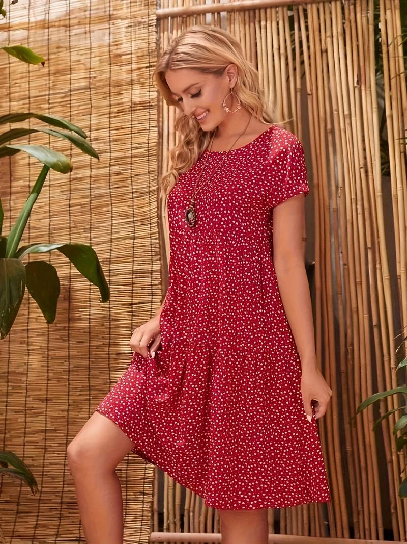 Damen Casual Sommer Kurzarm Midi Kleid - Elle