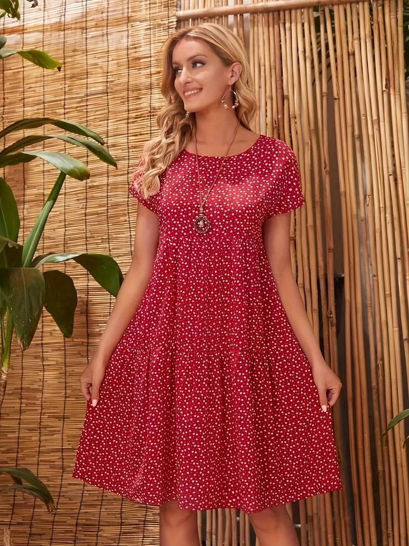 Damen Casual Sommer Kurzarm Midi Kleid - Elle