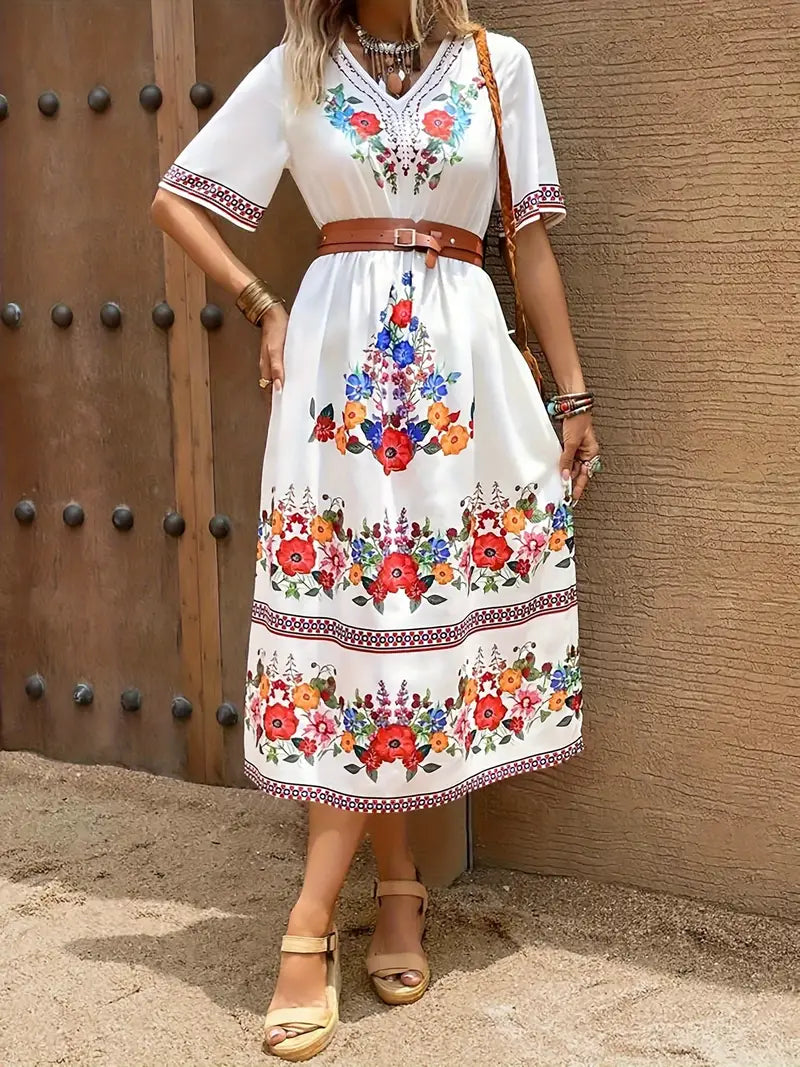 Damen Casual Sommer Midi Kleid - Amelia