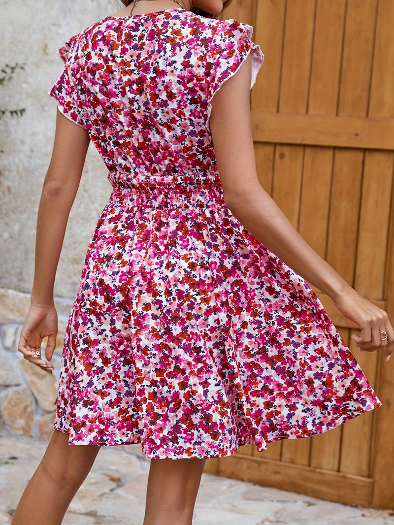 Damen Casual Sommer V-Ausschnitt Midi Kleid - Seraphina