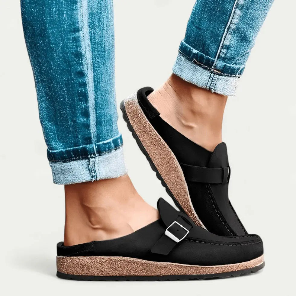 Damen Clogs | Premium Veloursleder & Ergonomische Kork-Laufsohle