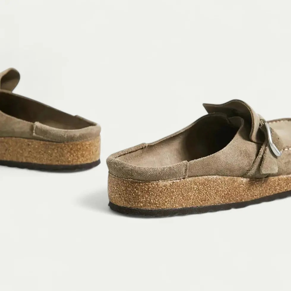 Damen Clogs | Premium Veloursleder & Ergonomische Kork-Laufsohle