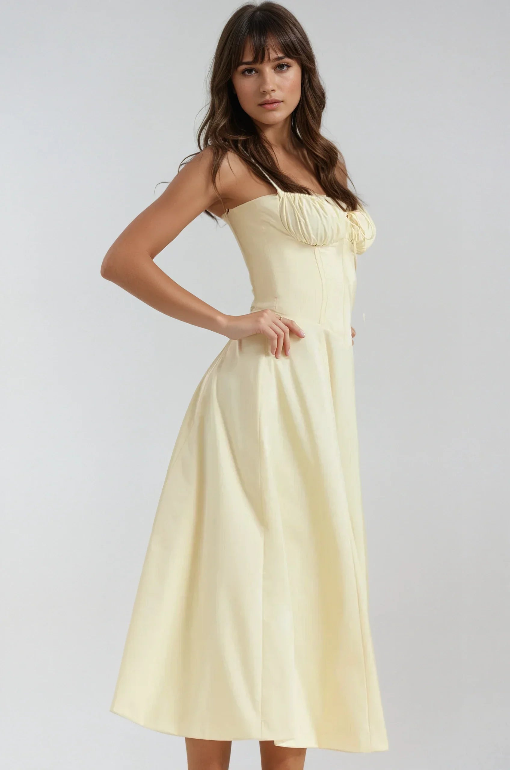 Damen Corsagen Cocktail Midi Kleid – Catherine