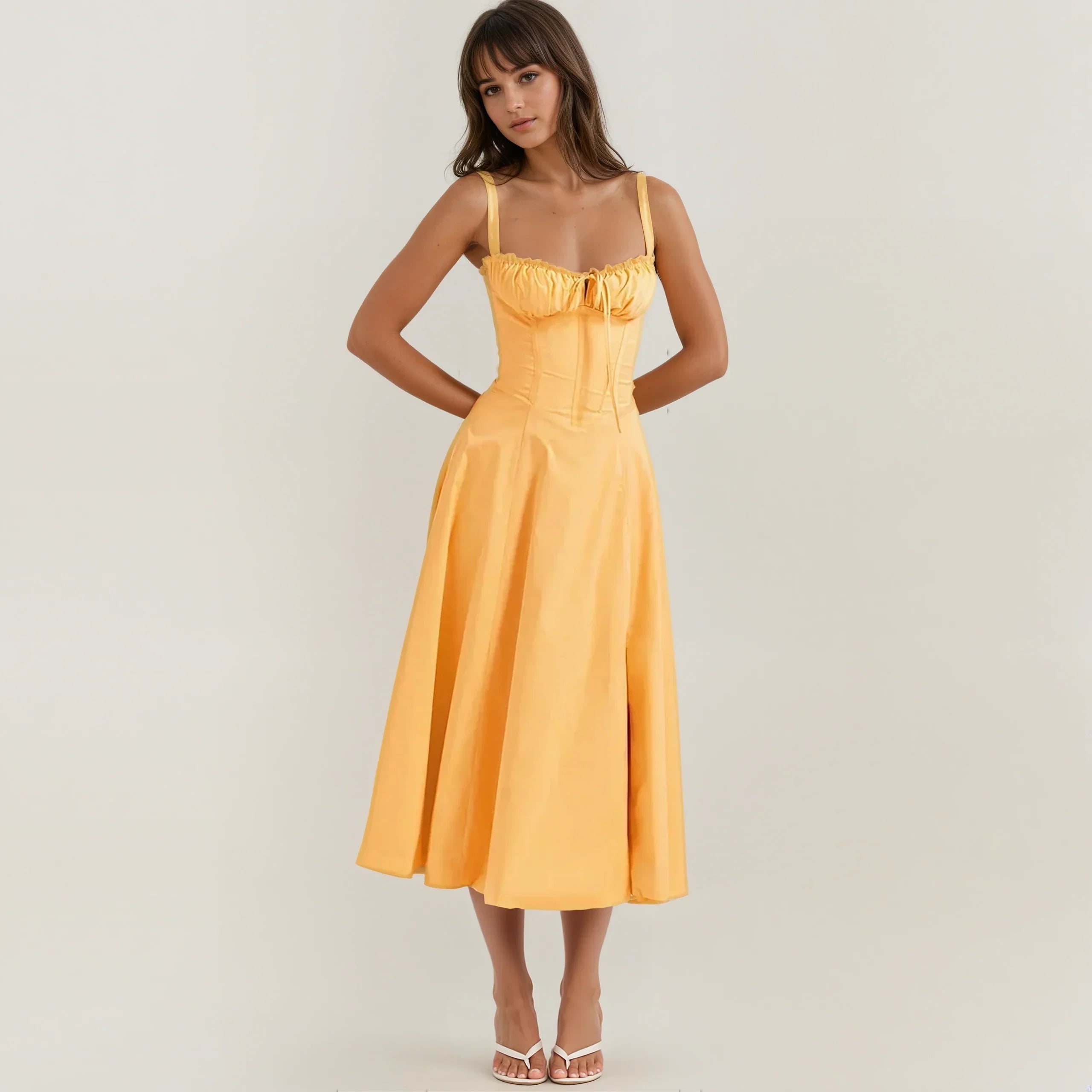 Damen Corsagen Cocktail Midi Kleid – Catherine