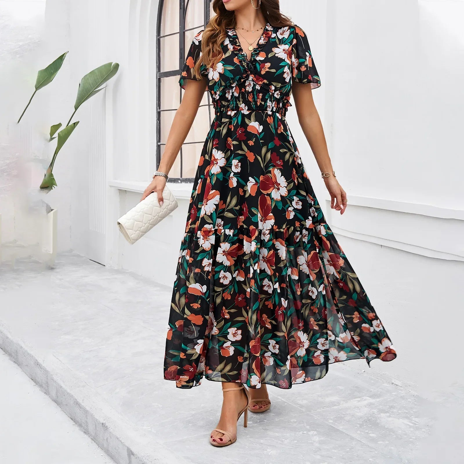 Damen Floral Sommer Maxi Kleid - Sofia