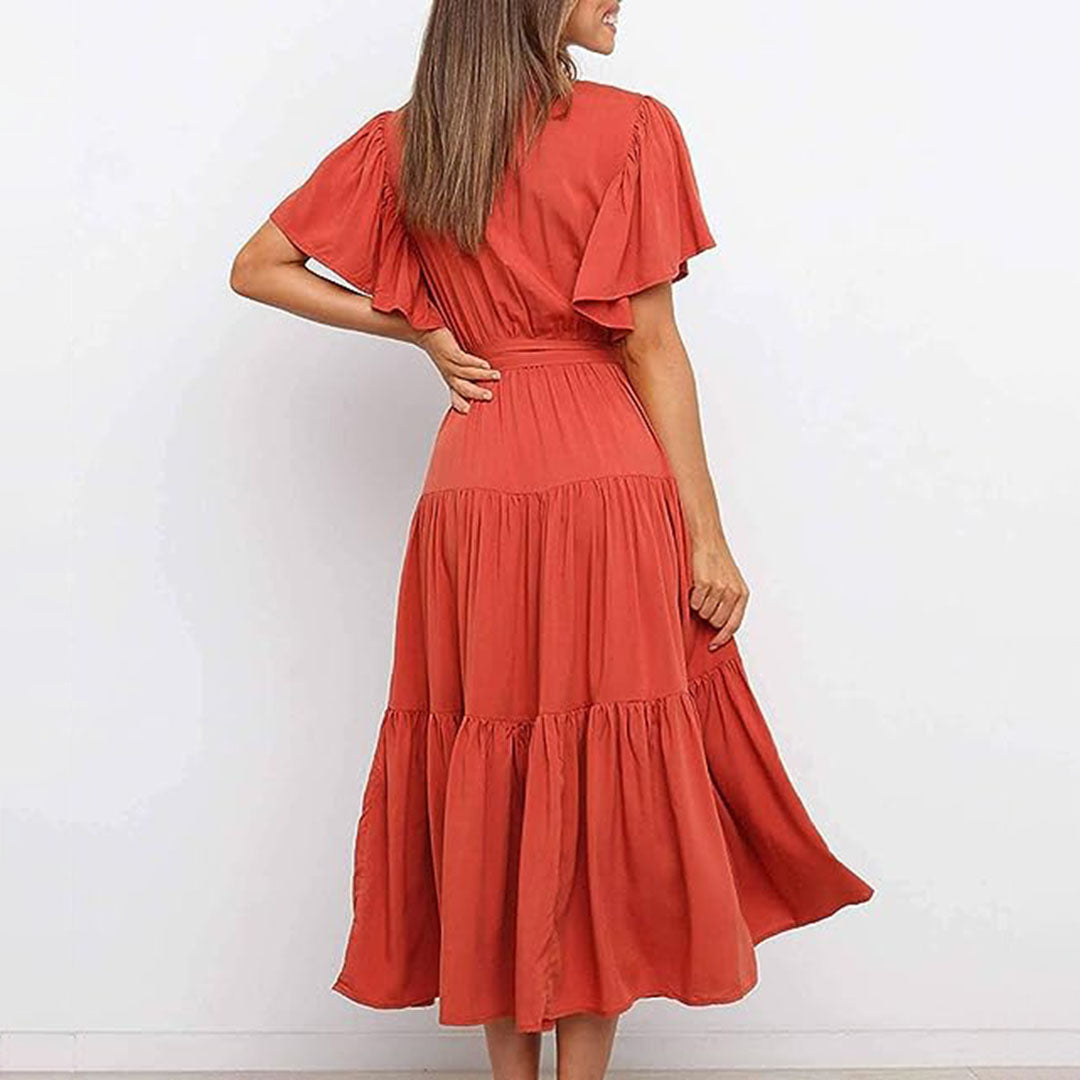 Damen Freizeit Hochzeitsgast Midi Kleid - Emma