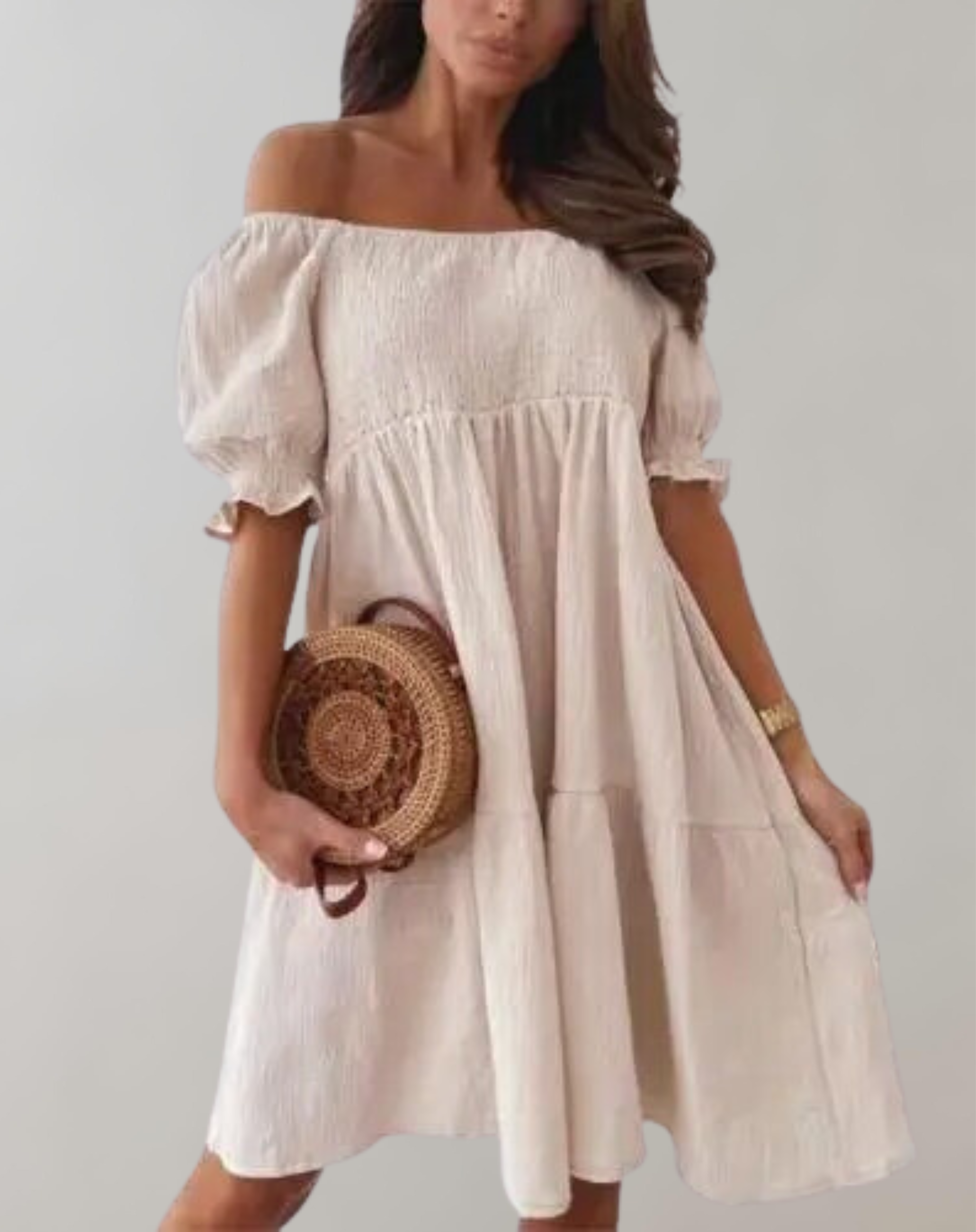 Damen Freizeit Off-Shoulder Sommer Mini Kleid - Erica