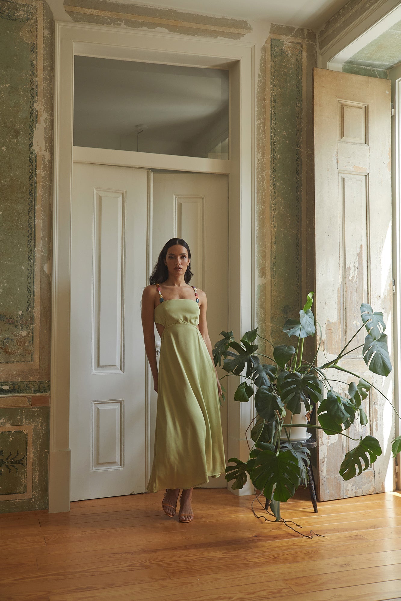 Damen Grün Strand Midi Kleid - Misty