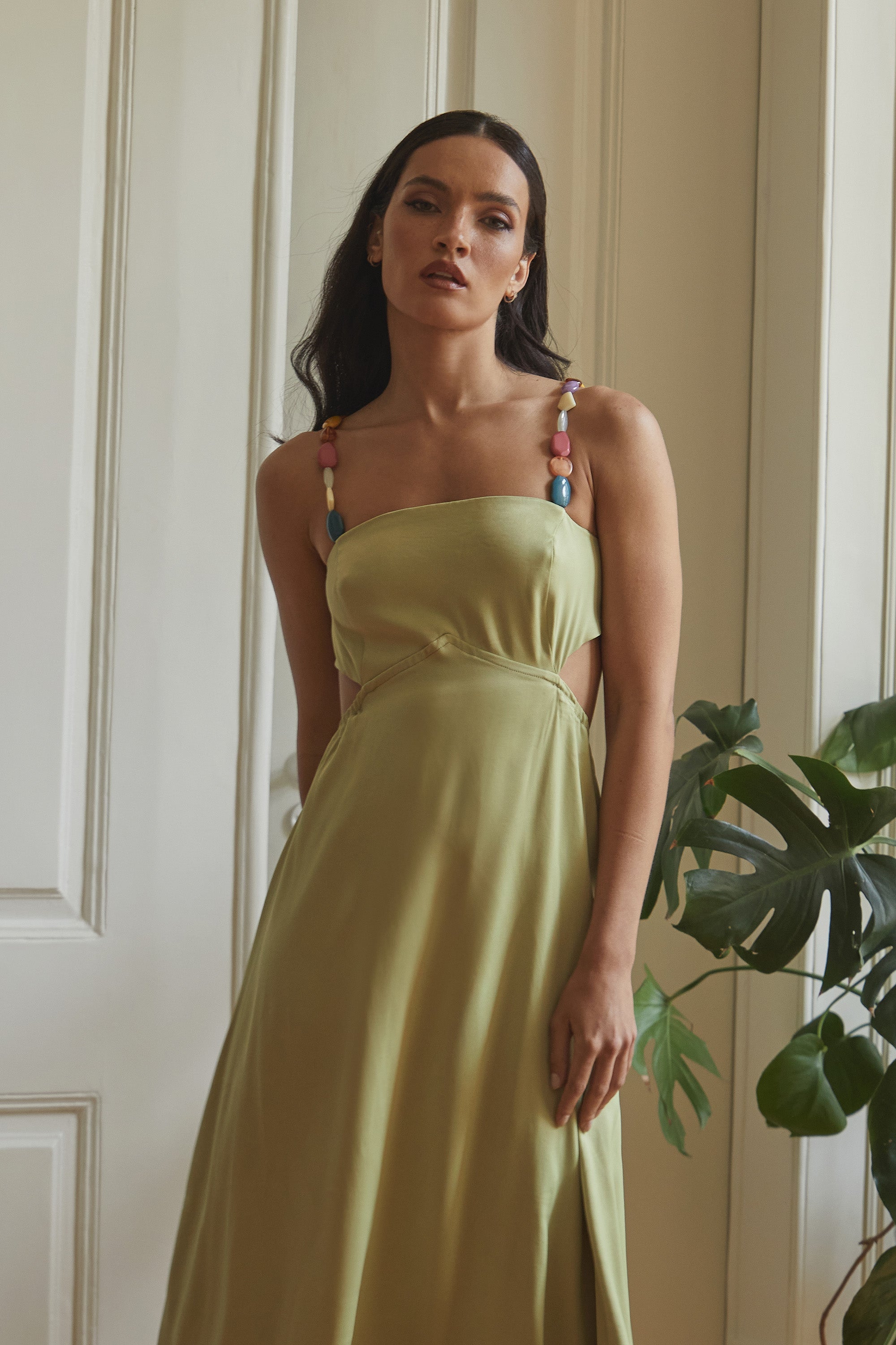 Damen Grün Strand Midi Kleid - Misty