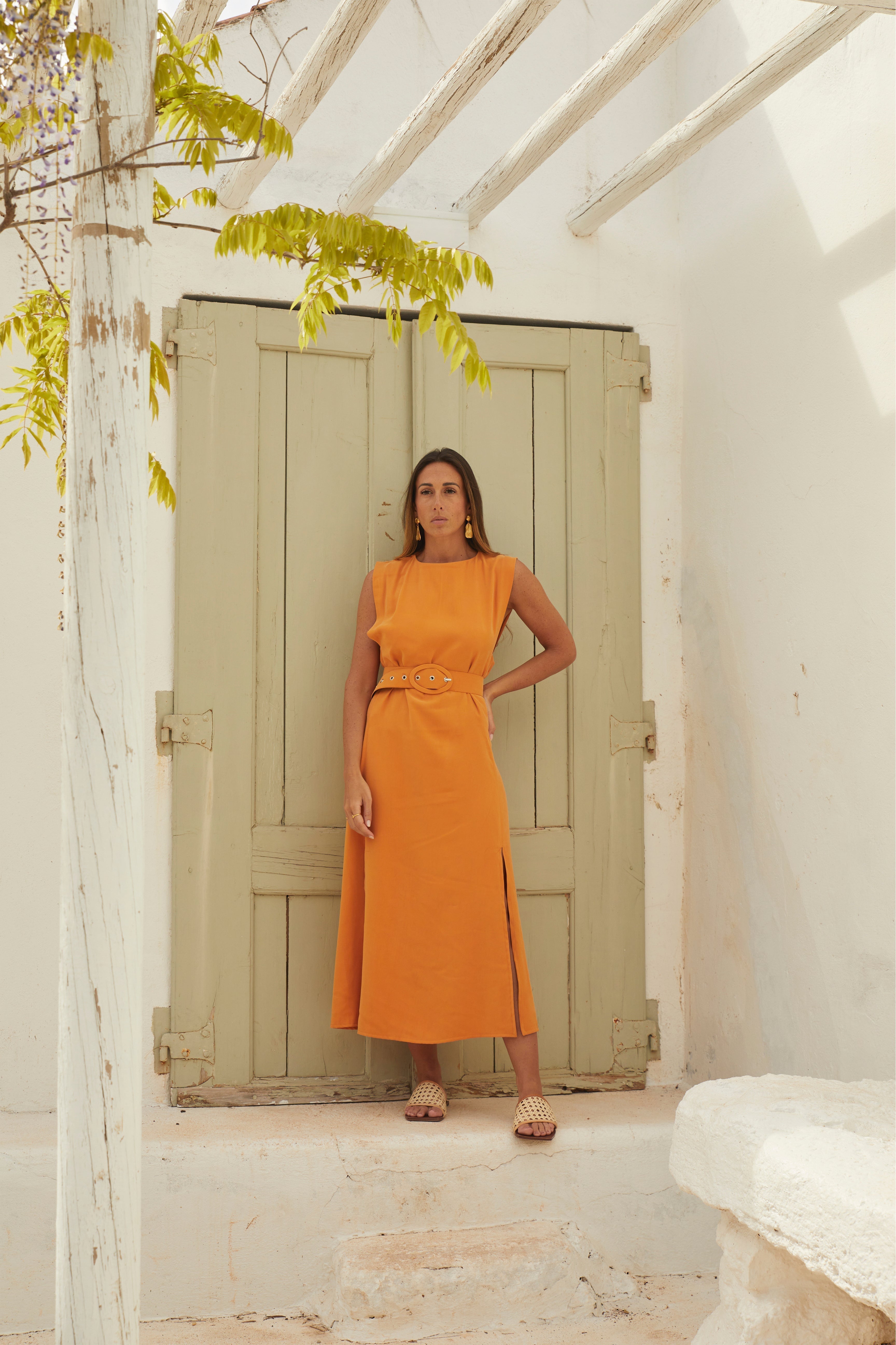 Damen Orange Strand Maxikleid - Grace