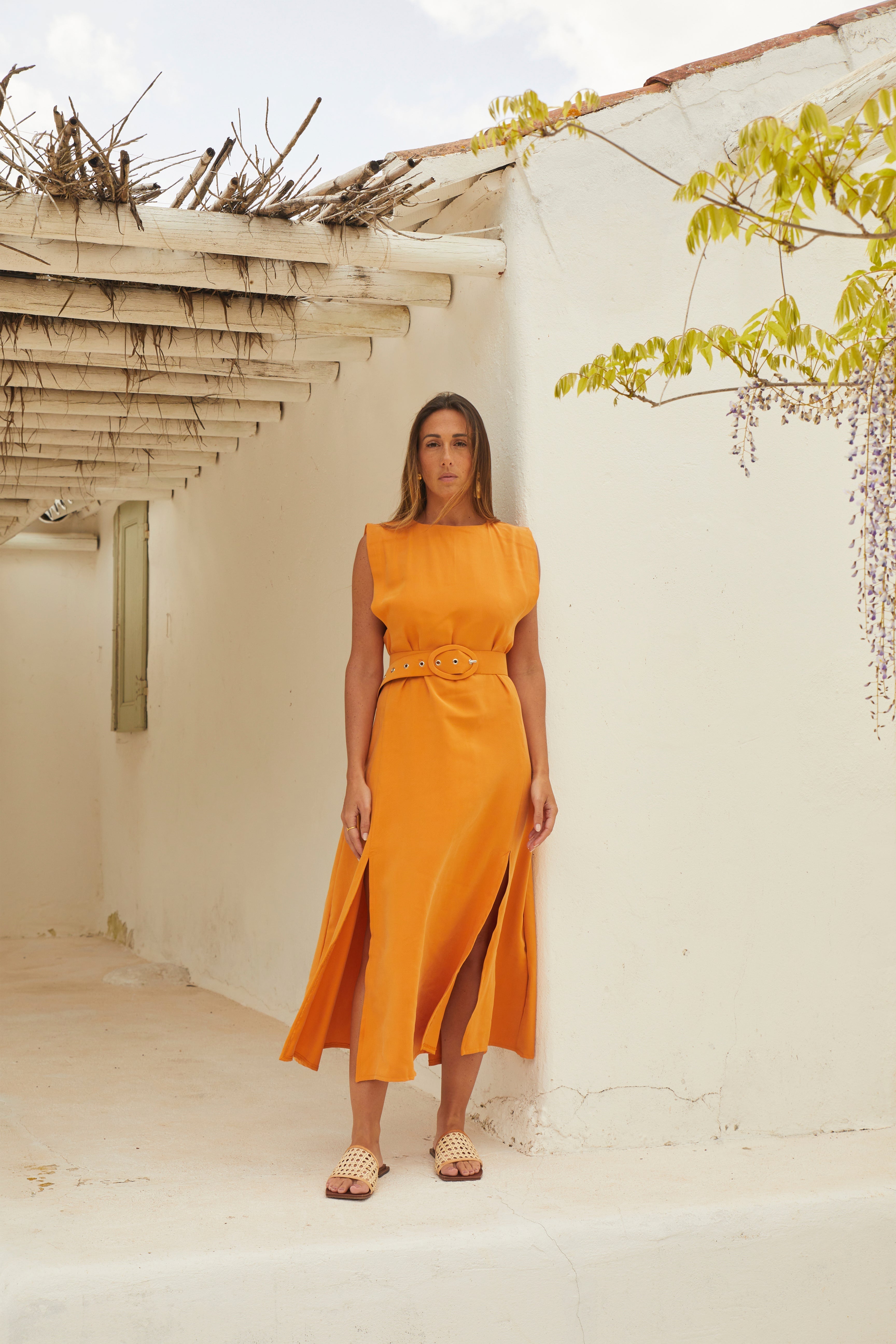 Damen Orange Strand Maxikleid - Grace