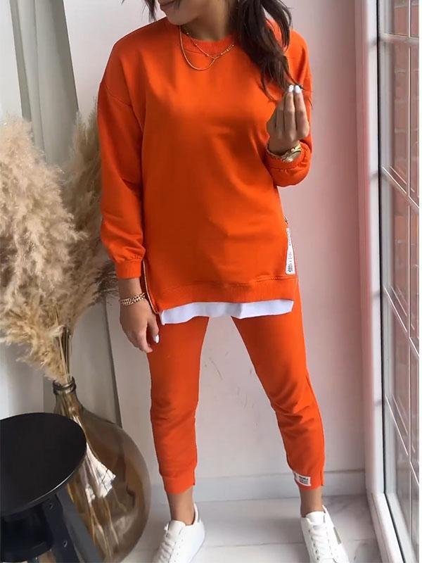 Damen-Patchwork-Sweatshirt mit zweiteiligem Oberteil und Hose