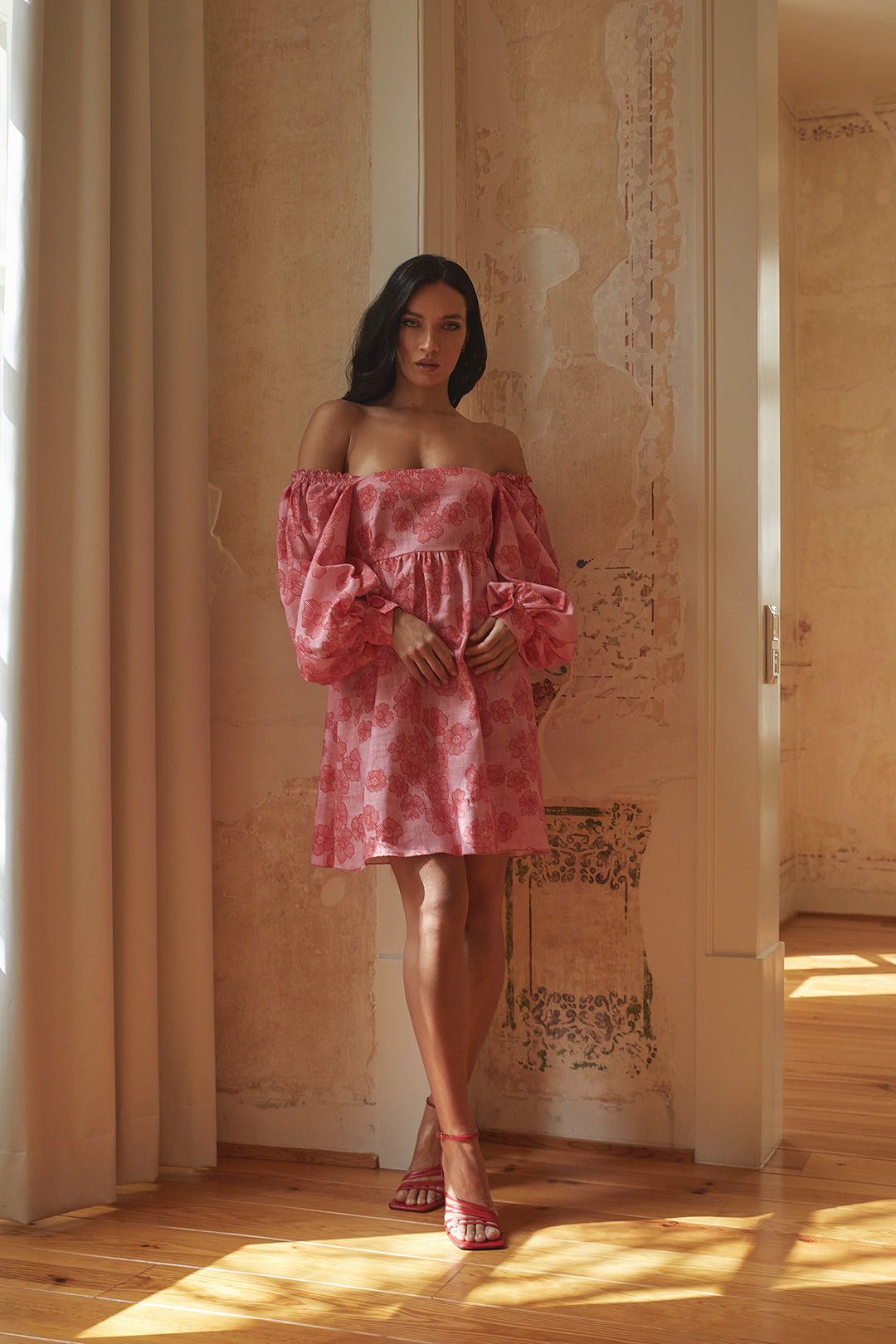 Damen Pink Off-Shoulder Mini Kleid - Abigail